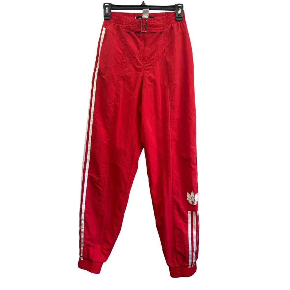Adidas x Paolina Russo Red High Waisted Belted Woven Track Pants Joggers Y2K XS